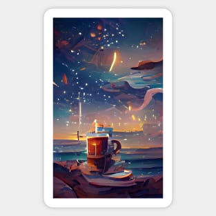 The Coffee Starry Teal ocean| Garland of stars Sticker
